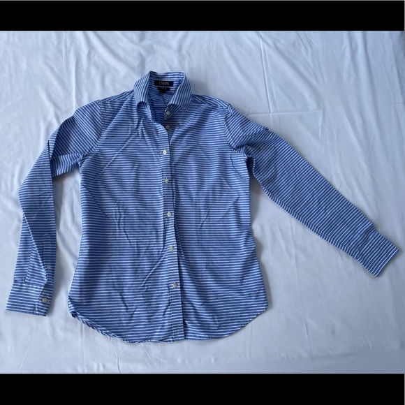 Chaps Petite Striped Button Down Blouse - Picture 2 of 4